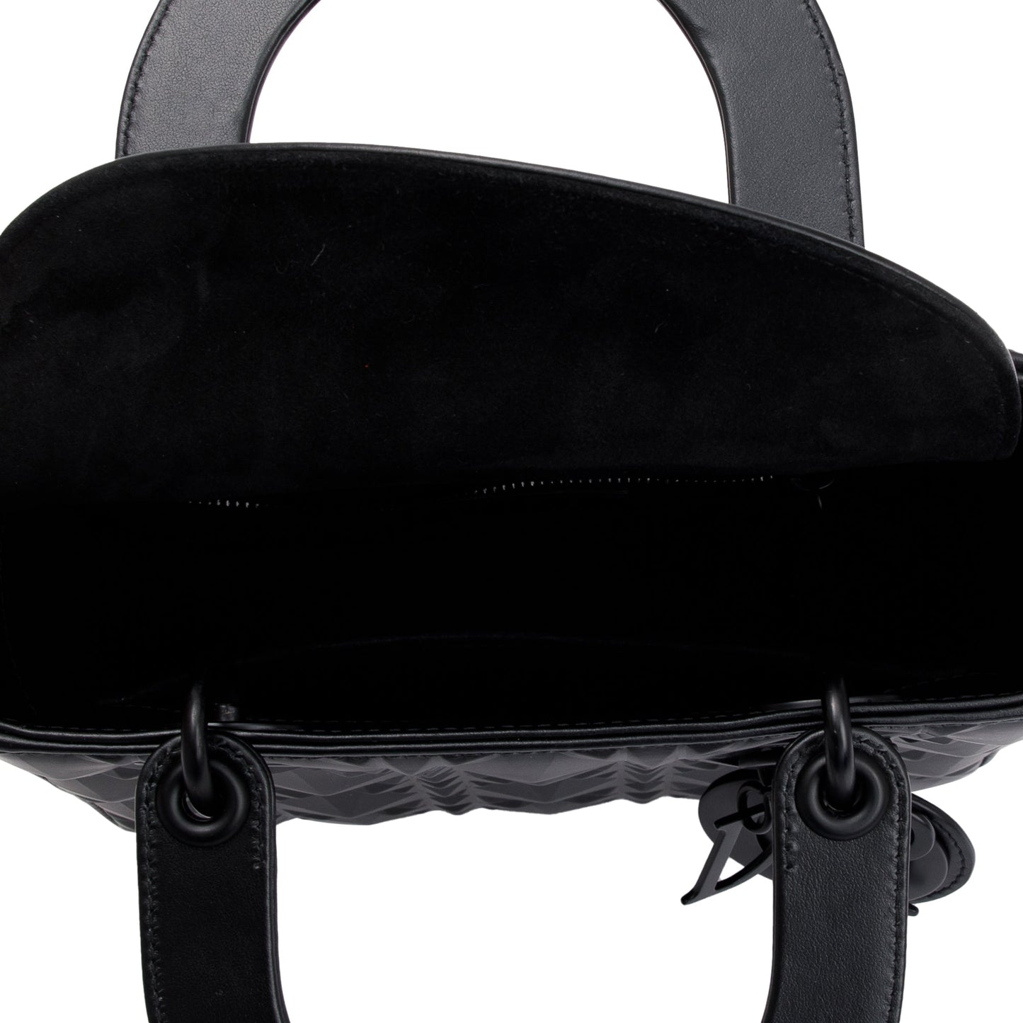 Christian Dior 2022 Black Diamond Motif Cannage Leather Small Lady Dior My Abcdior Bag