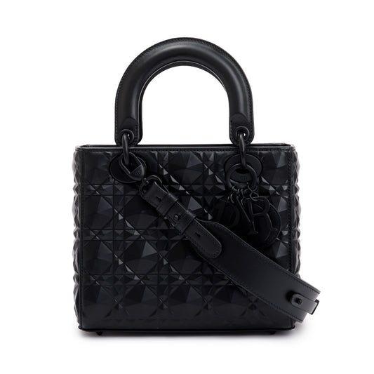 Christian Dior 2022 Black Diamond Motif Cannage Leather Small Lady Dior My Abcdior Bag