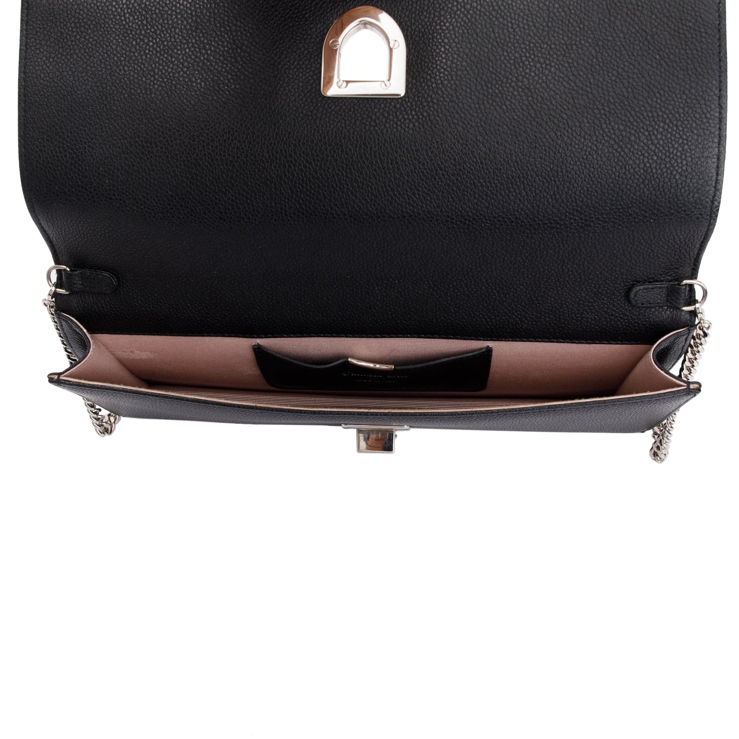 Christian Dior Black Calfskin Leather Diorama Chain Clutch