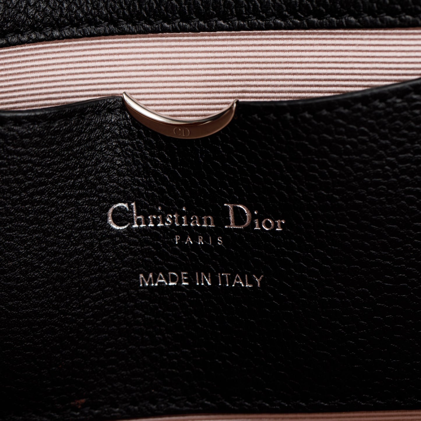 Christian Dior Black Calfskin Leather Diorama Chain Clutch