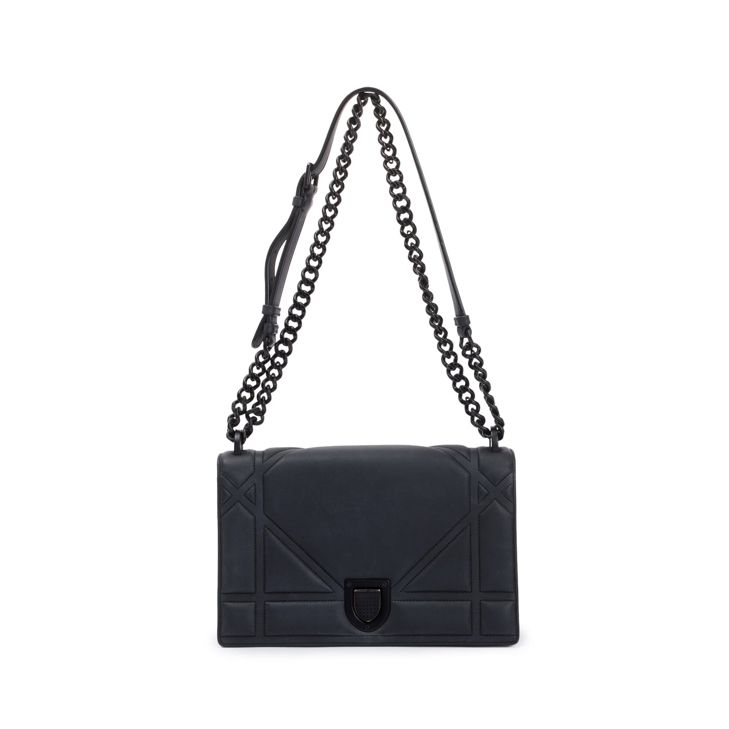 Christian Dior Black Ultramatte Calfskin Leather Medium Diorama Flap Bag