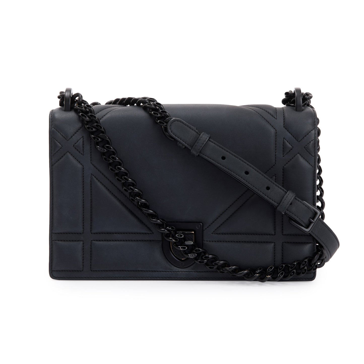 Christian Dior Black Ultramatte Calfskin Leather Medium Diorama Flap Bag