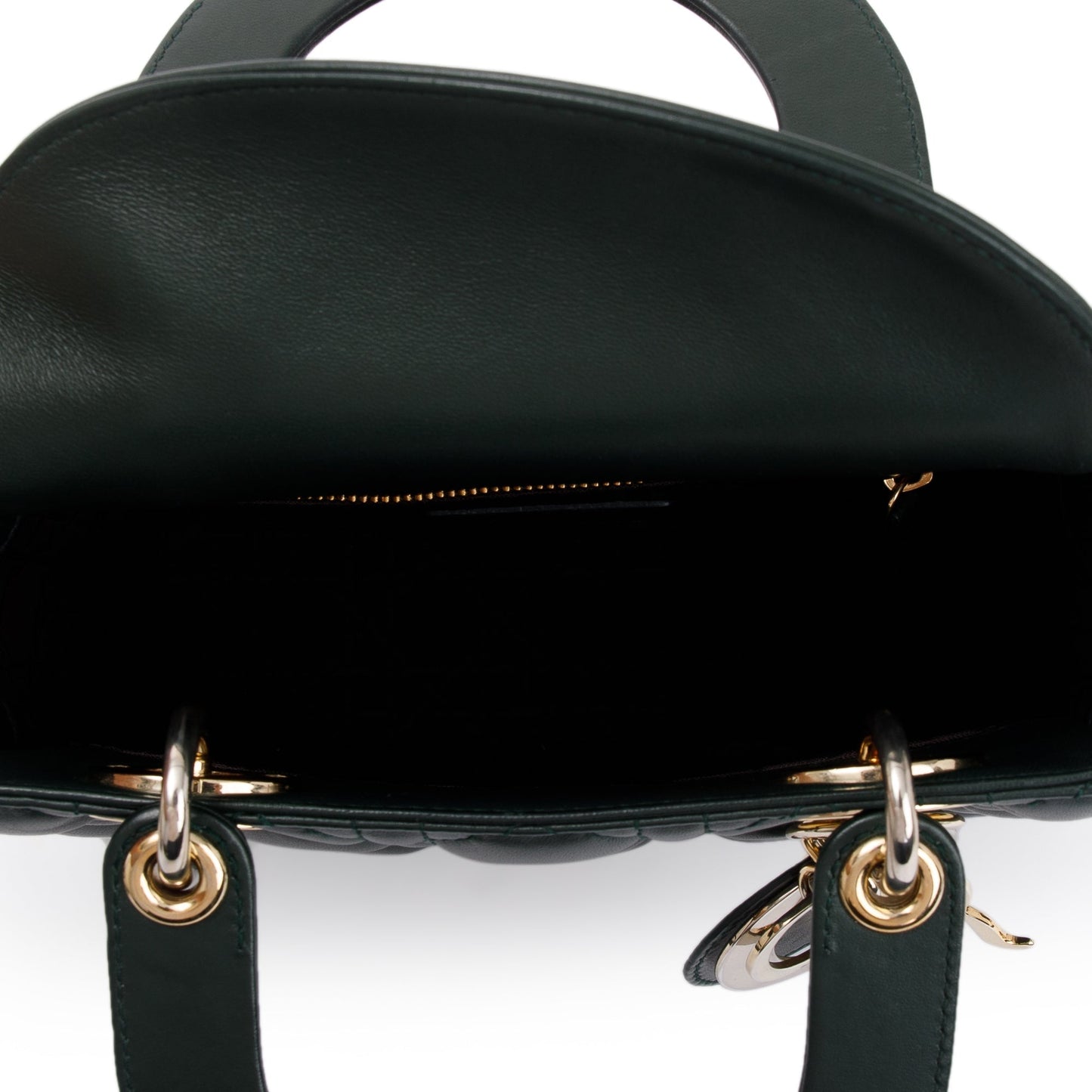 Christian Dior Green Cannage Lambskin Leather Small Lady Dior My Abcdior Bag