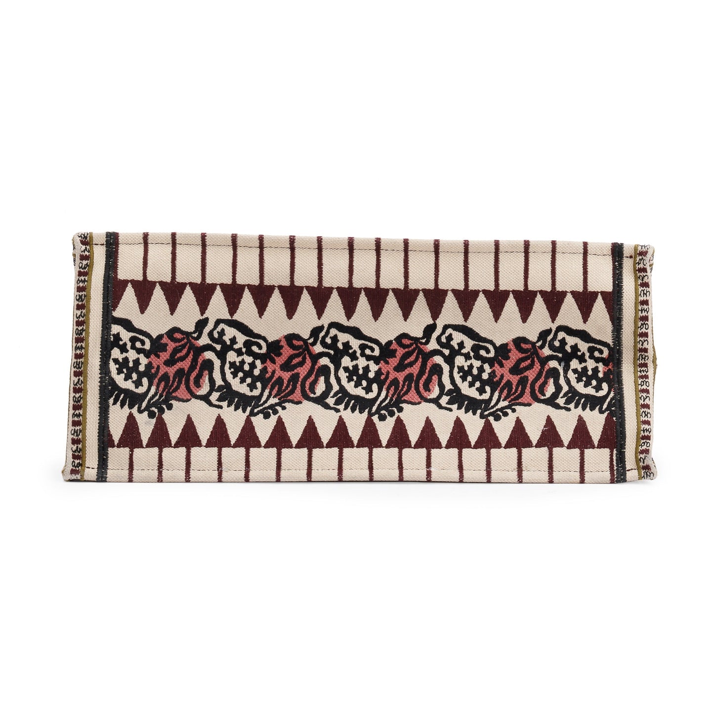 Christian Dior Large Multicolor Embroidered Geometric Canvas Book Tote