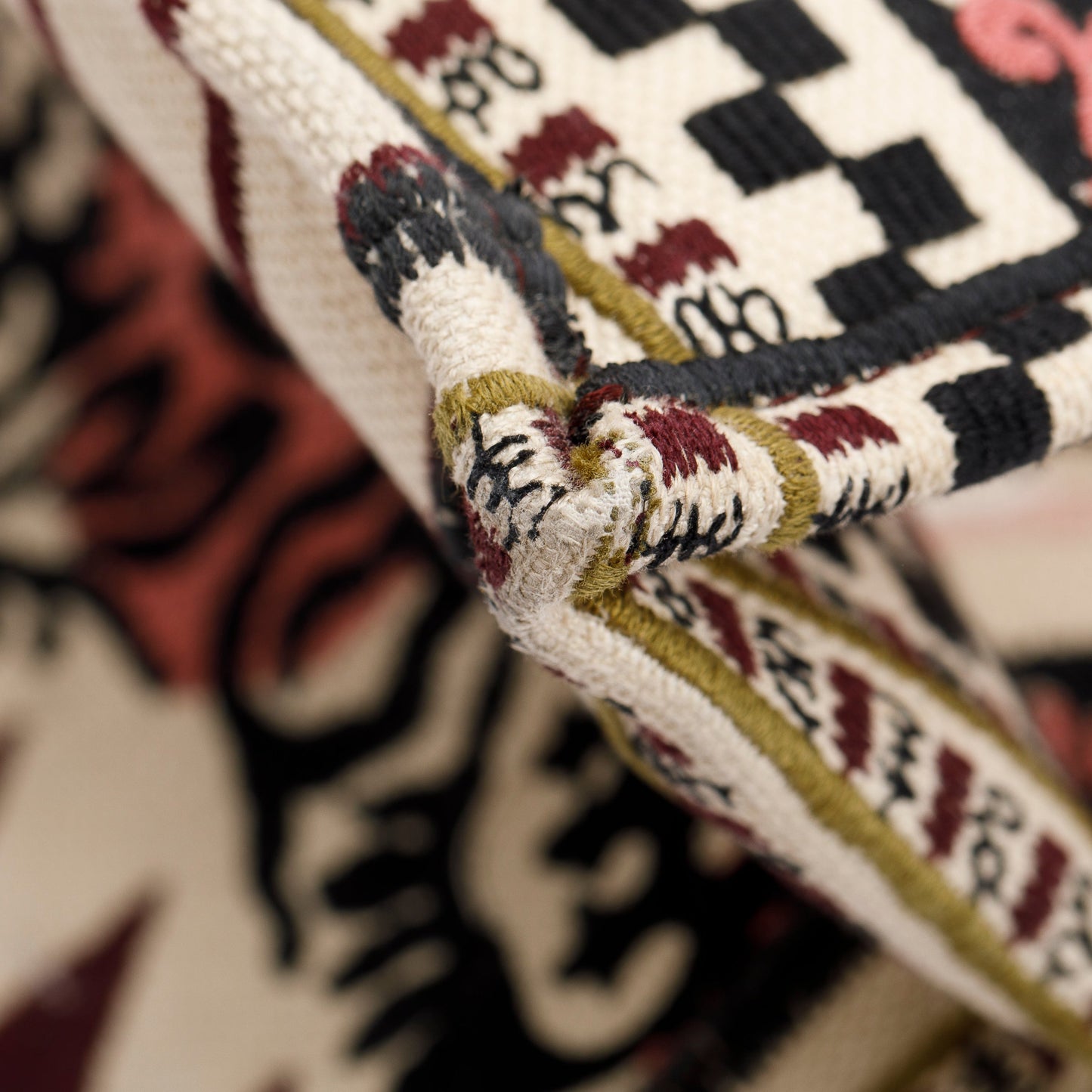 Christian Dior Large Multicolor Embroidered Geometric Canvas Book Tote