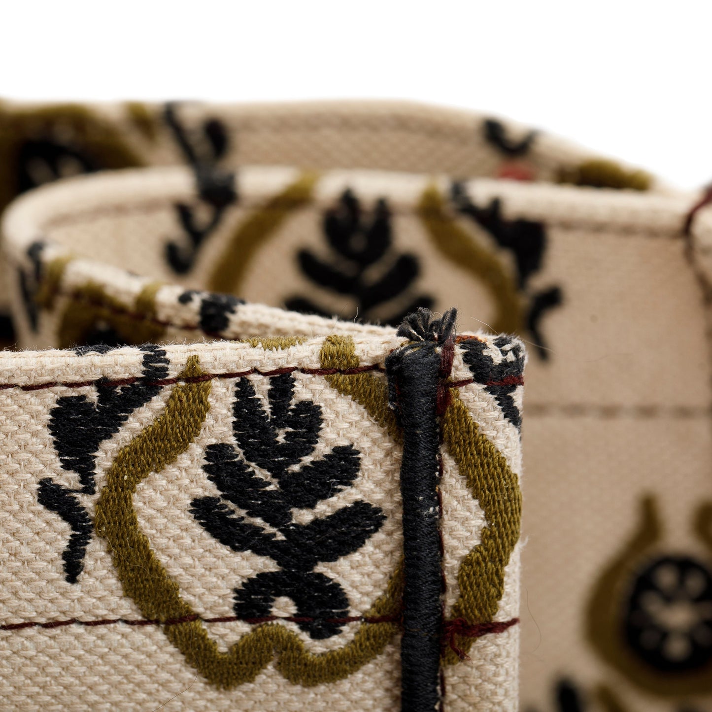 Christian Dior Large Multicolor Embroidered Geometric Canvas Book Tote