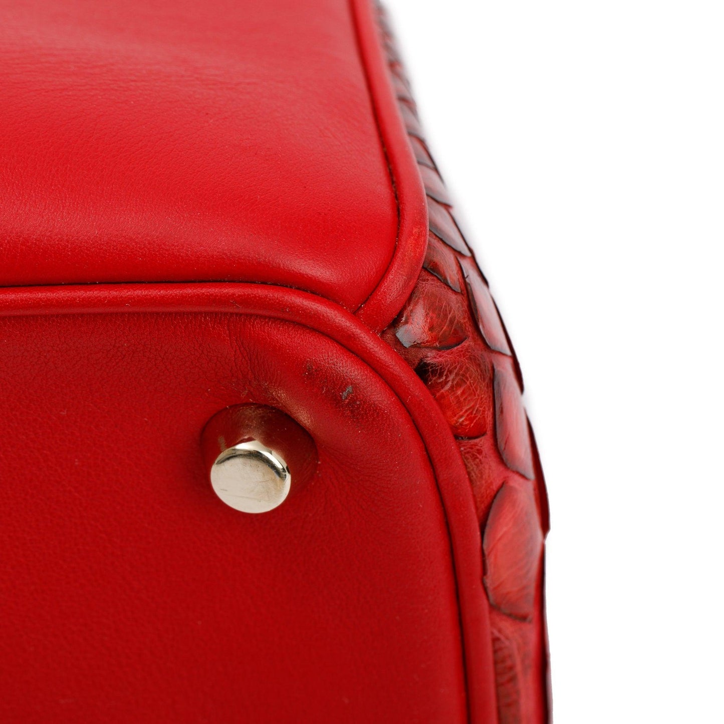 Christian Dior Medium Red Python Trimmed Calfskin Leather Diorissimo Tote