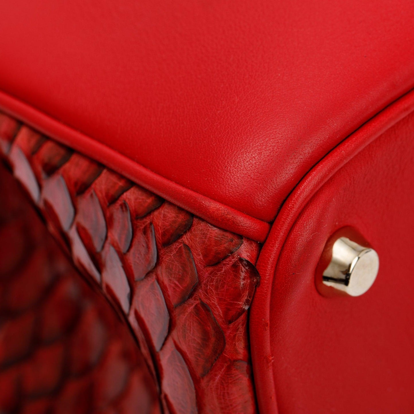 Christian Dior Medium Red Python Trimmed Calfskin Leather Diorissimo Tote