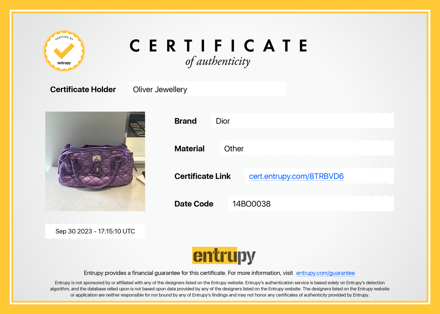 Christian Dior Purple Cannage Quilted Satin Charming Bag