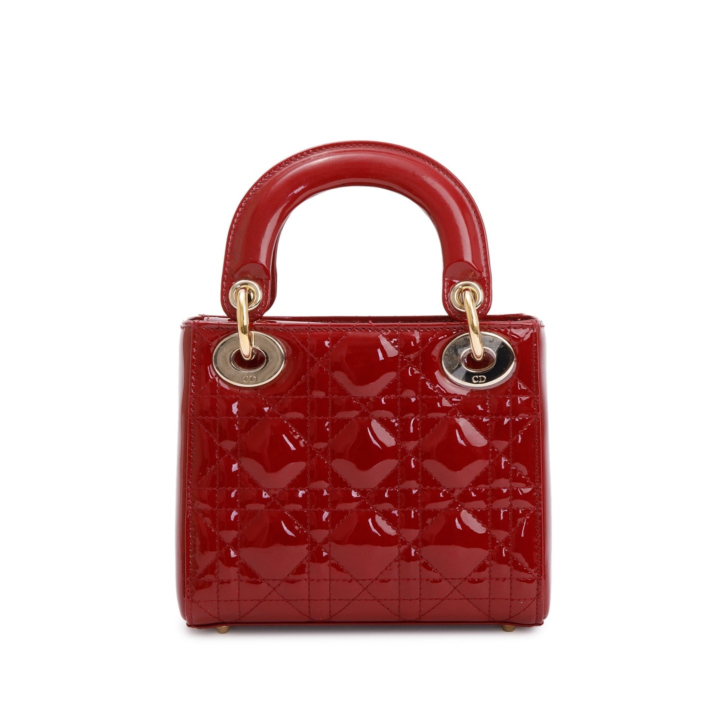 Christian Dior Red Cannage Patent Leather Mini Lady Dior Bag