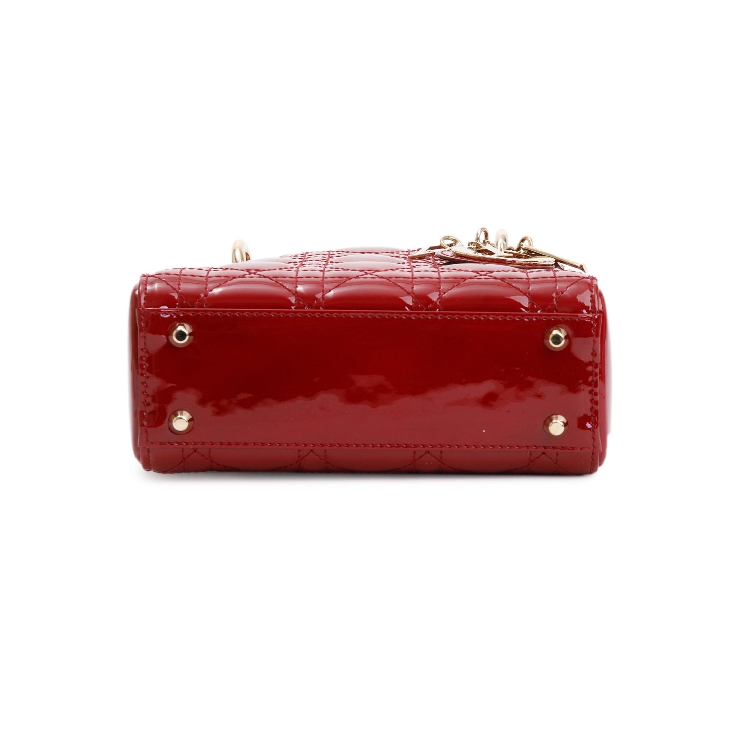 Christian Dior Red Cannage Patent Leather Mini Lady Dior Bag