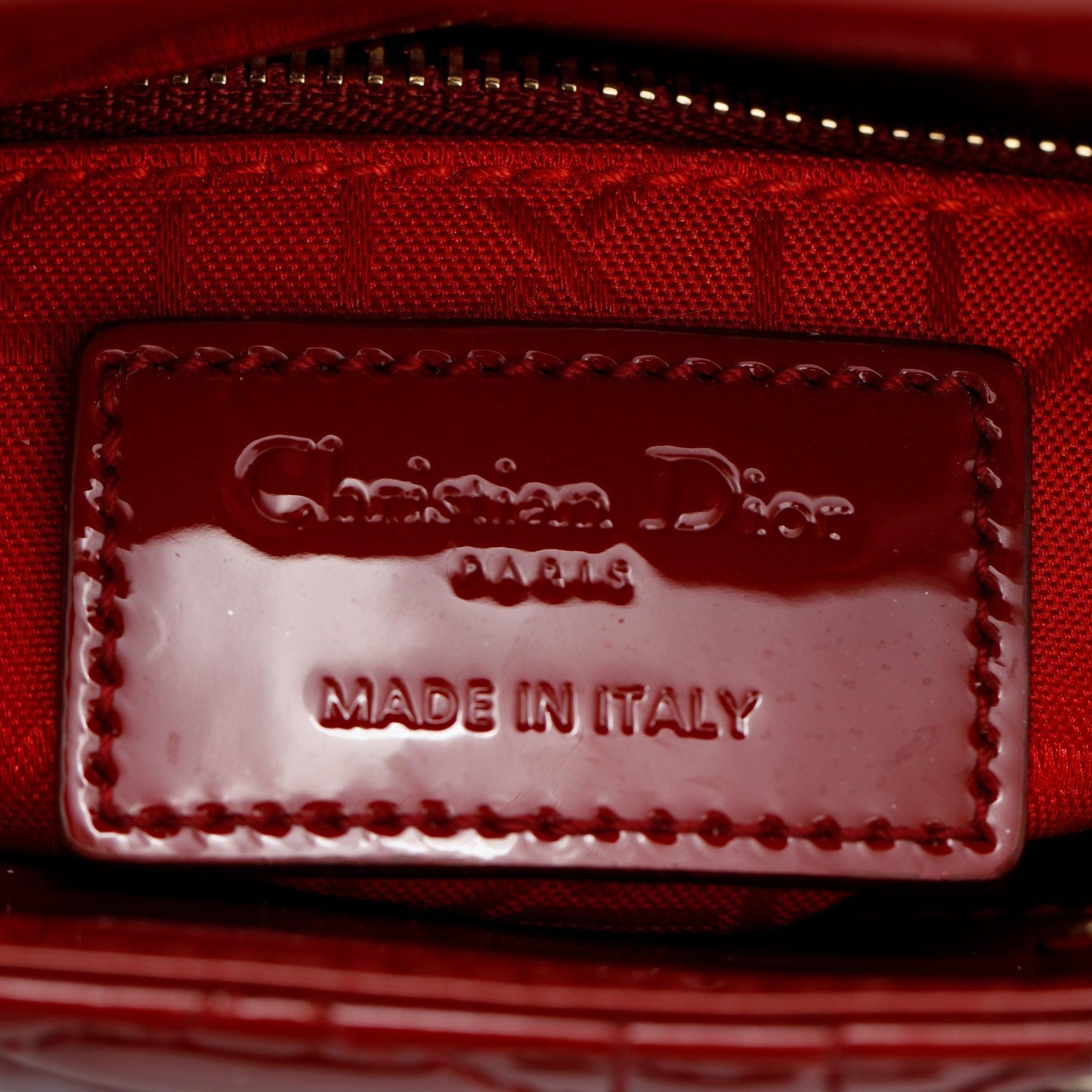 Christian Dior Red Cannage Patent Leather Mini Lady Dior Bag