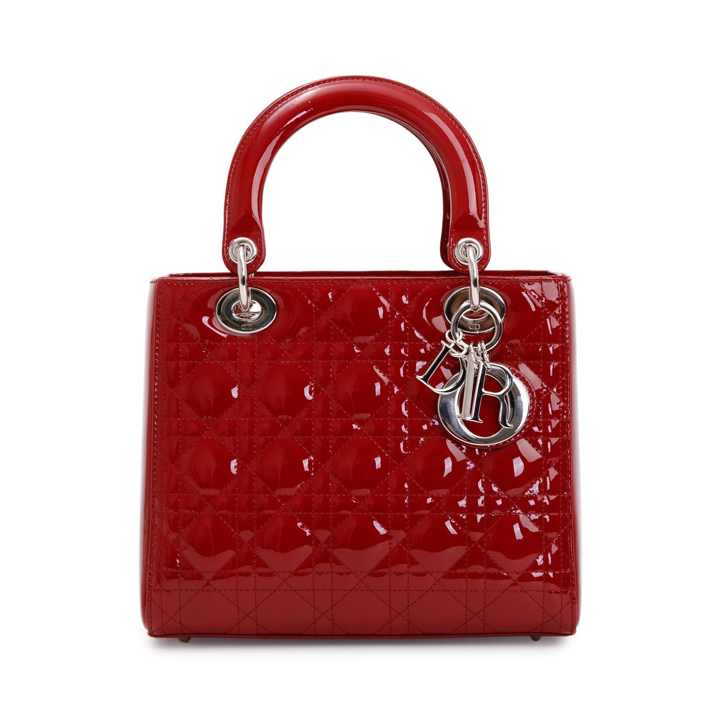 Christian Dior Red Patent Leather Medium Lady Dior Bag