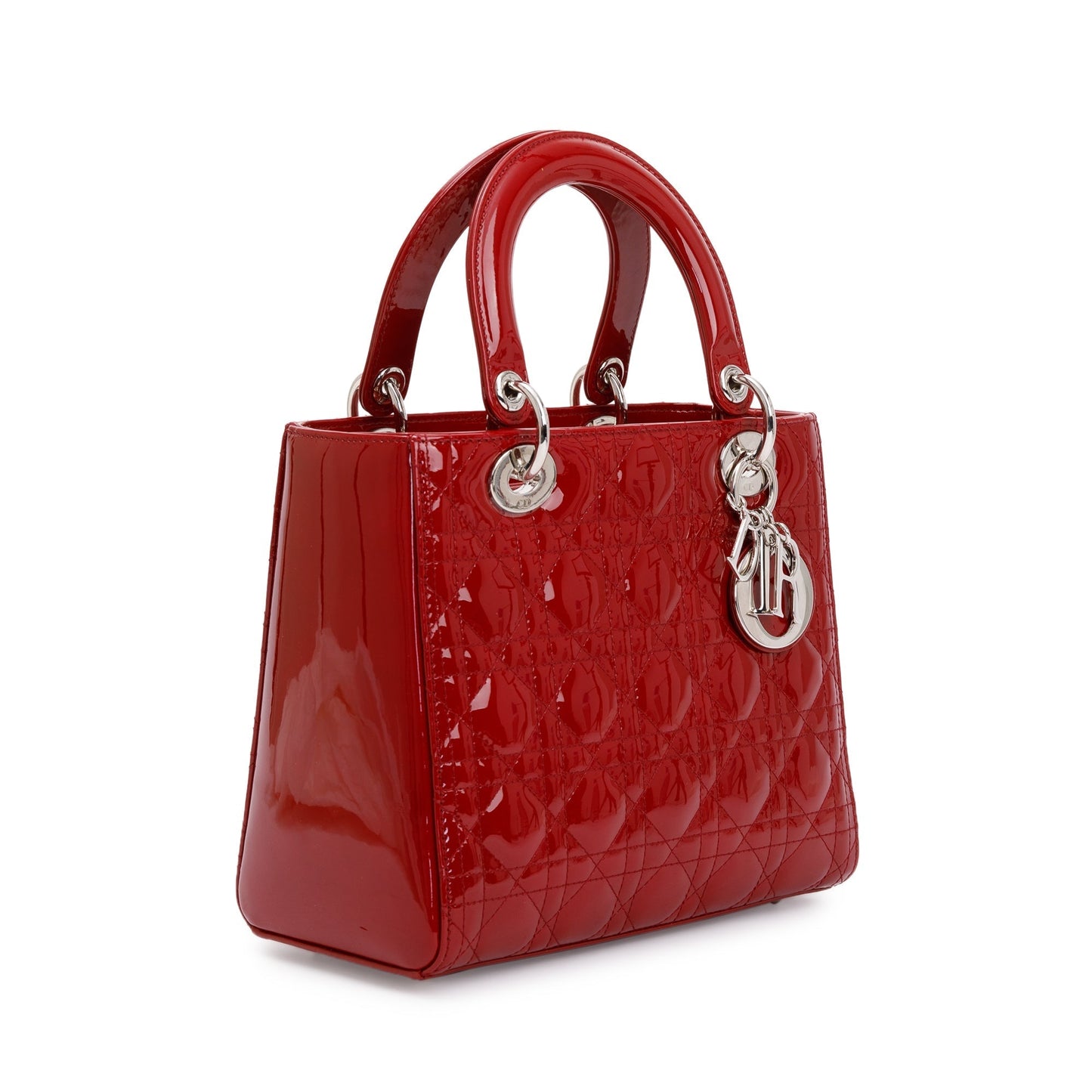 Christian Dior Red Patent Leather Medium Lady Dior Bag