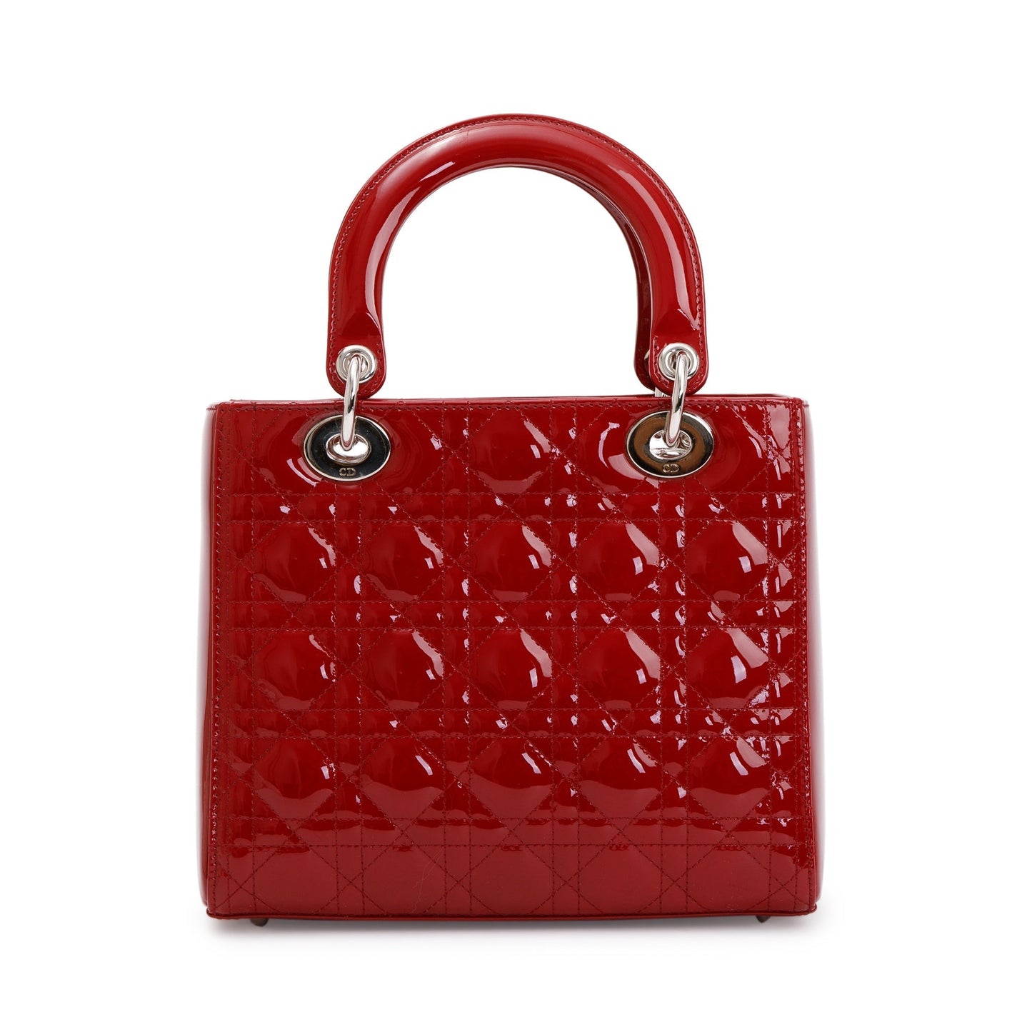 Christian Dior Red Patent Leather Medium Lady Dior Bag