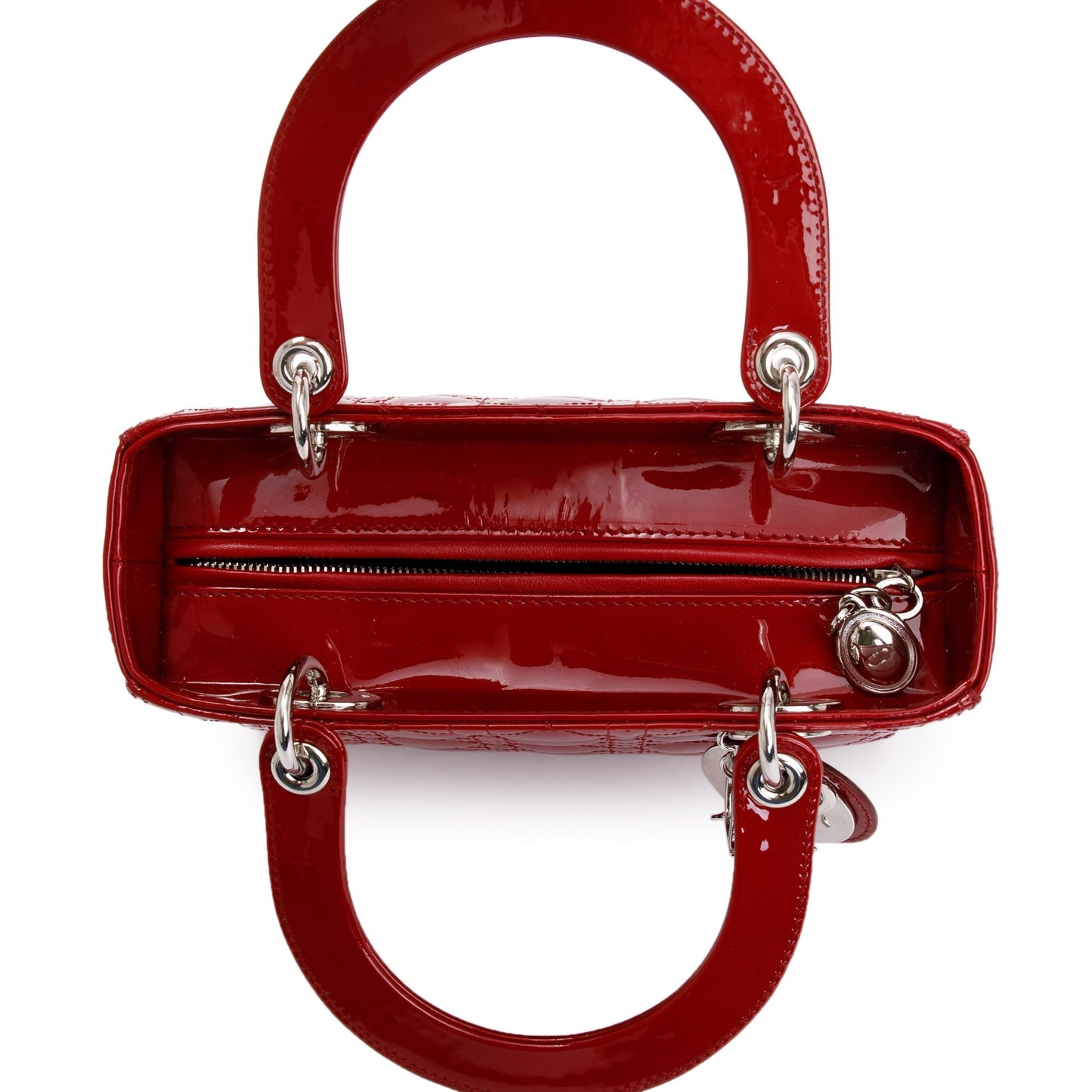 Christian Dior Red Patent Leather Medium Lady Dior Bag