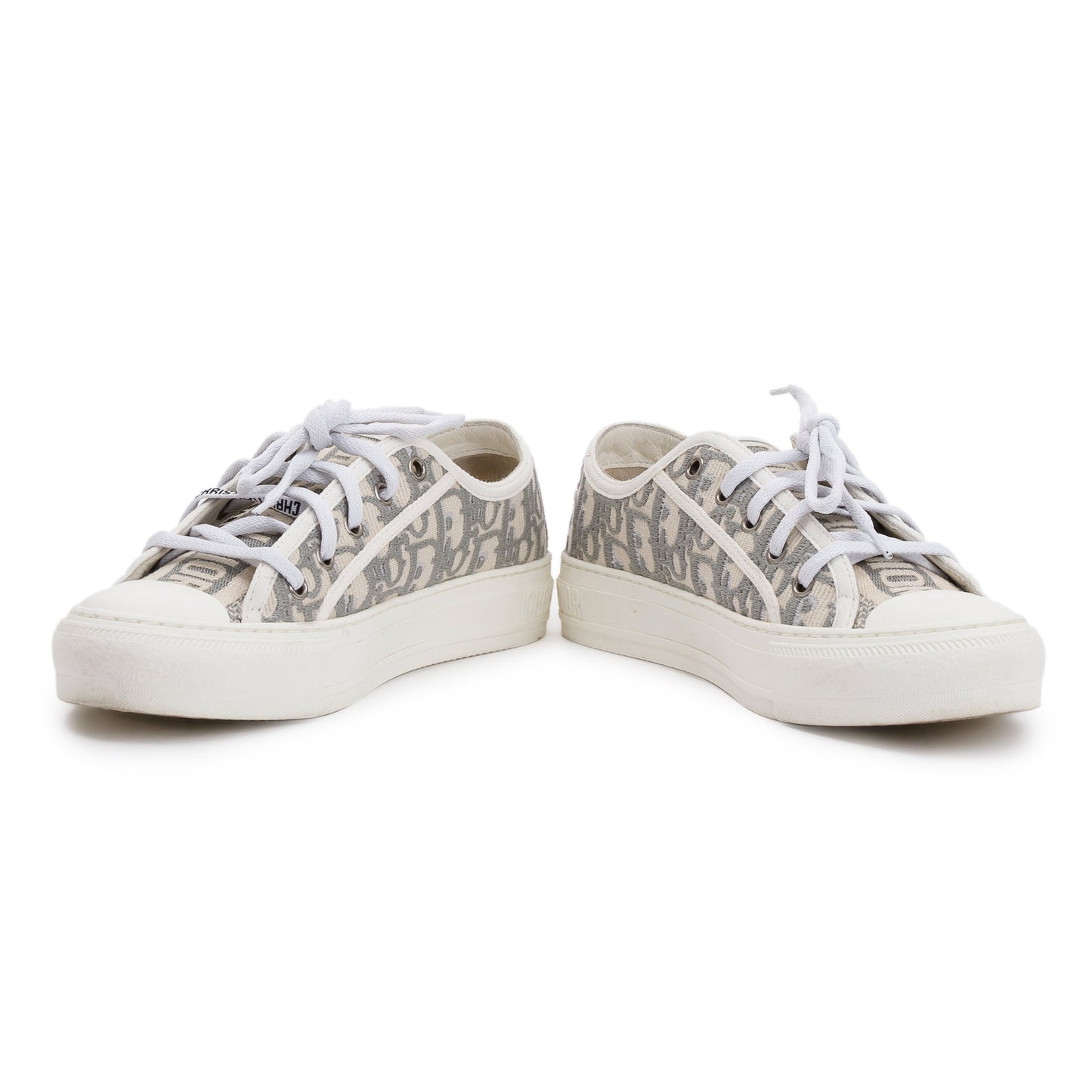 Christian Dior White/Grey Oblique Canvas Walk'N'Dior Sneakers, Size 37.5