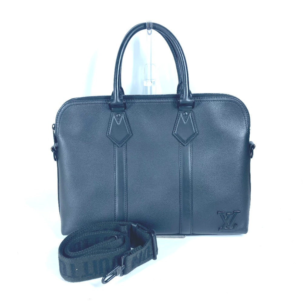 LOUIS VUITTON Business bag M59159 , Grained calf leather black LV Aerogram Take Off Briefcase
