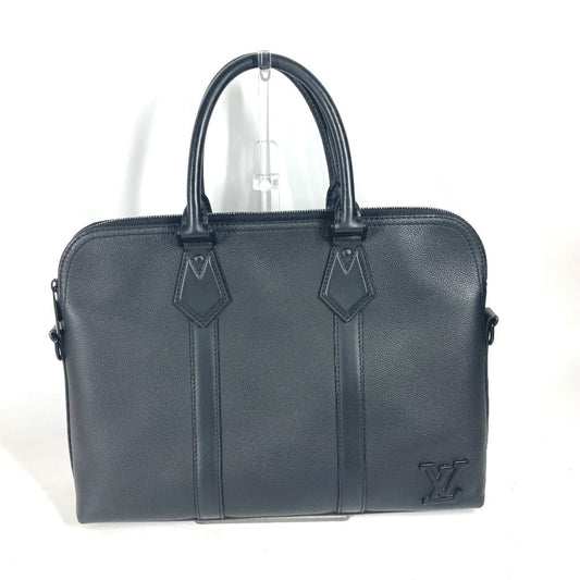 LOUIS VUITTON Business bag M59159 , Grained calf leather black LV Aerogram Take Off Briefcase