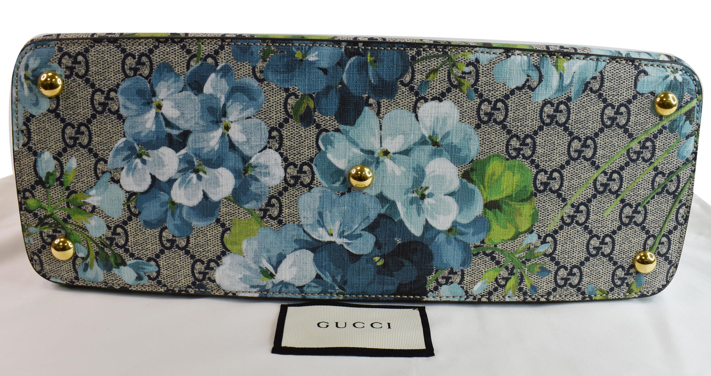 GUCCI Blooms GG Floral Supreme Canvas Leather Satchel Bag Red 546316
