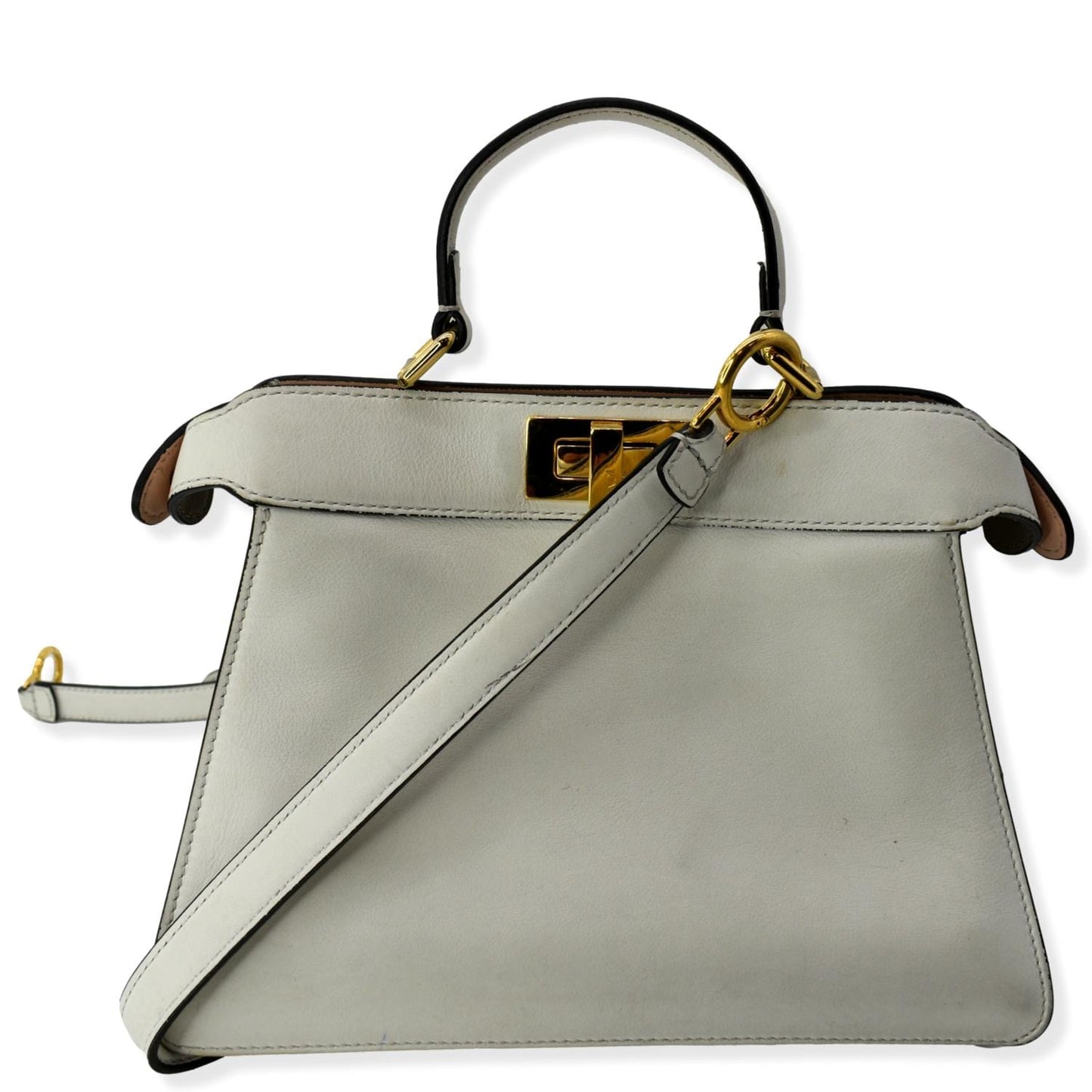 FENDI Peekaboo Iseeu Small Leather Tote Bag White