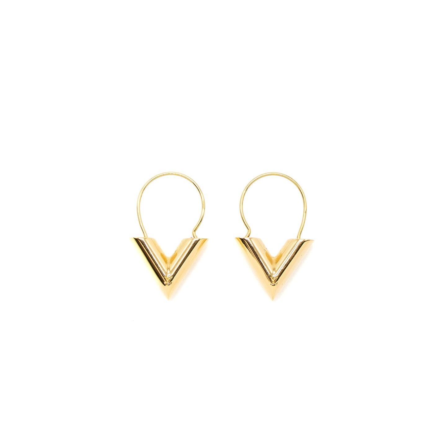 Louis Vuitton Essential V Hoops Earrings Gold Tone
