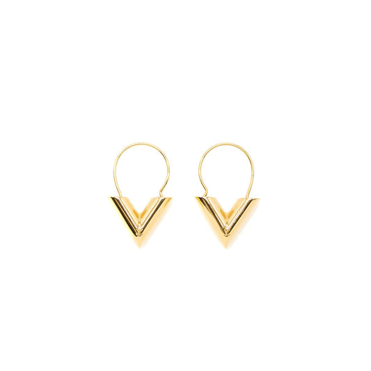 Louis Vuitton Essential V Hoops Earrings Gold Tone