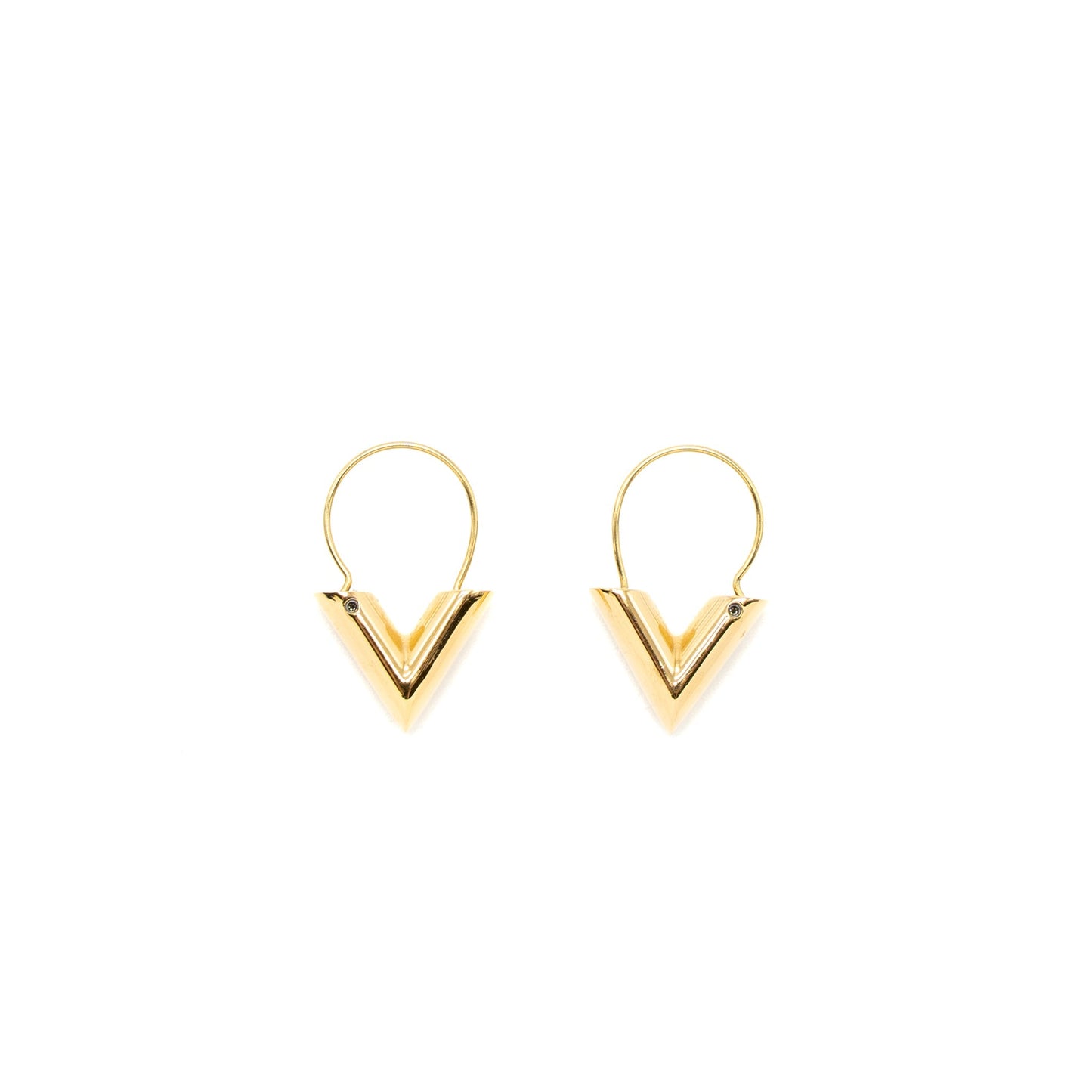 Louis Vuitton Essential V Hoops Earrings Gold Tone