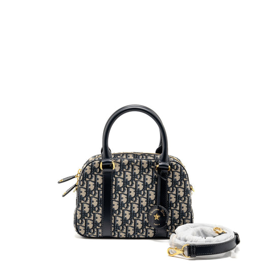DIOR MEDIUM BOWLING BAG DIOR OBLIQUE CANVAS blue GHW