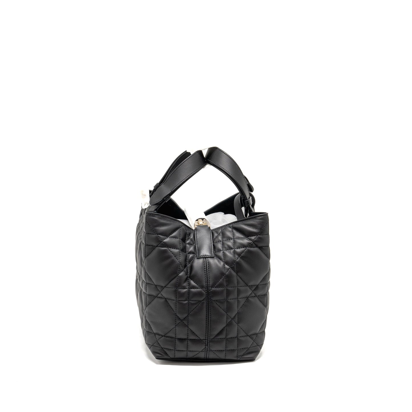 Dior Medium Dior Toujours Purse Macrocannage Calfskin Black