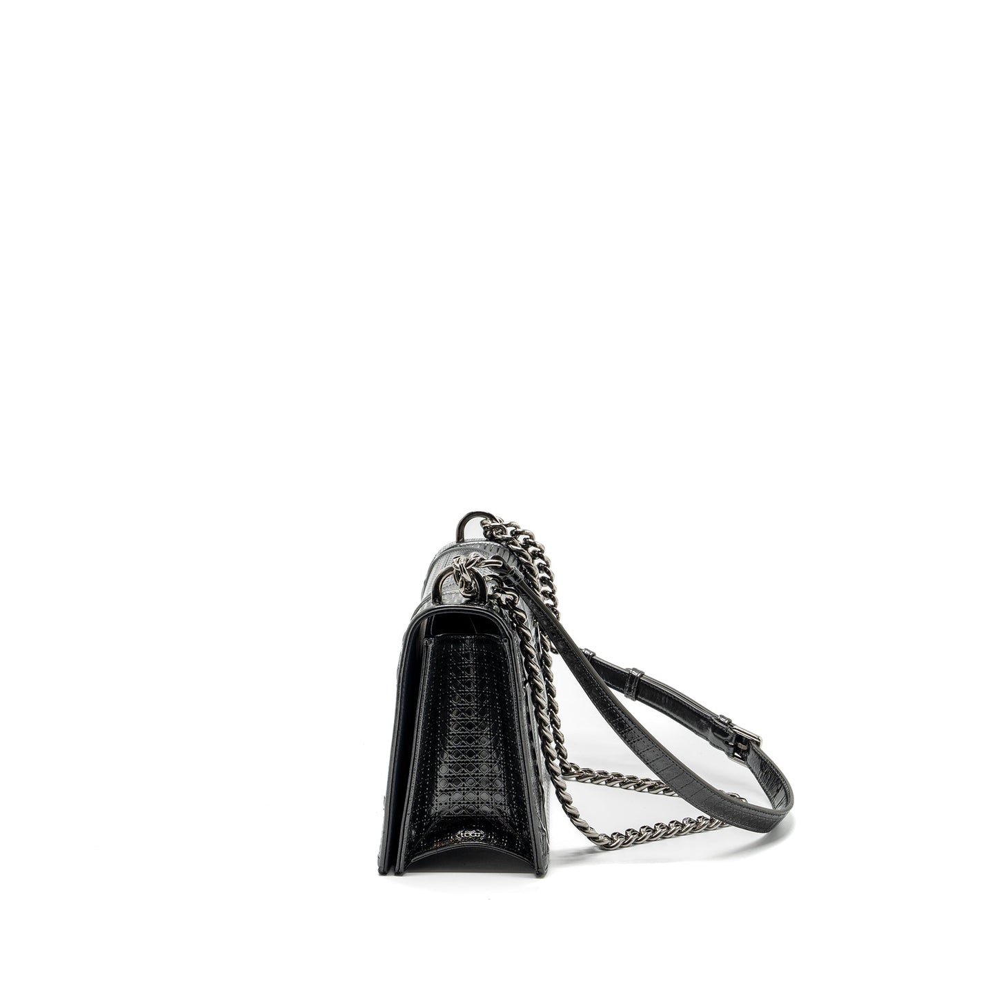 Dior medium diorama calfskin metallic silver