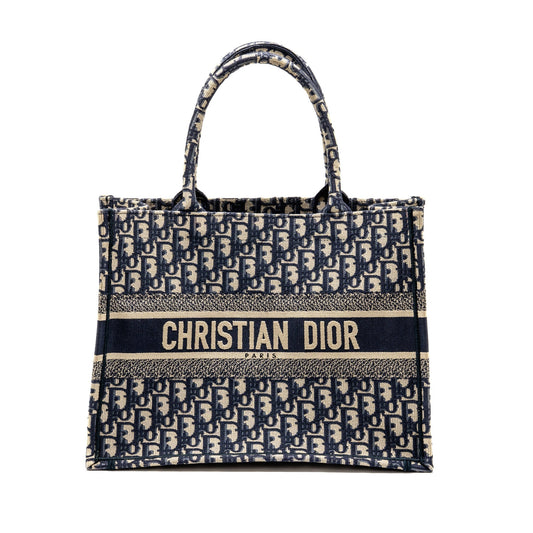 Dior Medium Dior Book Tote Dior Oblique Embroidery Ecru/Blue