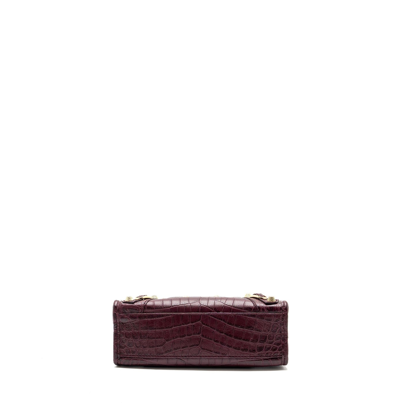 Balenciaga mini city Purse Crocodile-Embossed calfskin burgundy