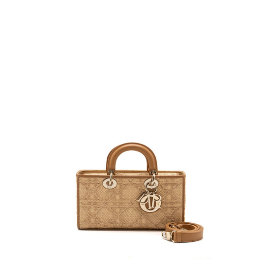 Dior Medium Lady D-Joy Purse Raffia/ Leather Natural
