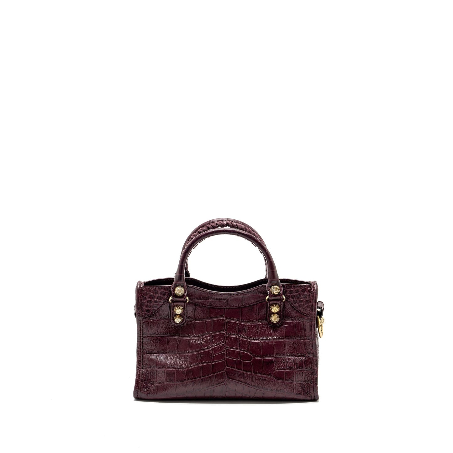 Balenciaga mini city Purse Crocodile-Embossed calfskin burgundy