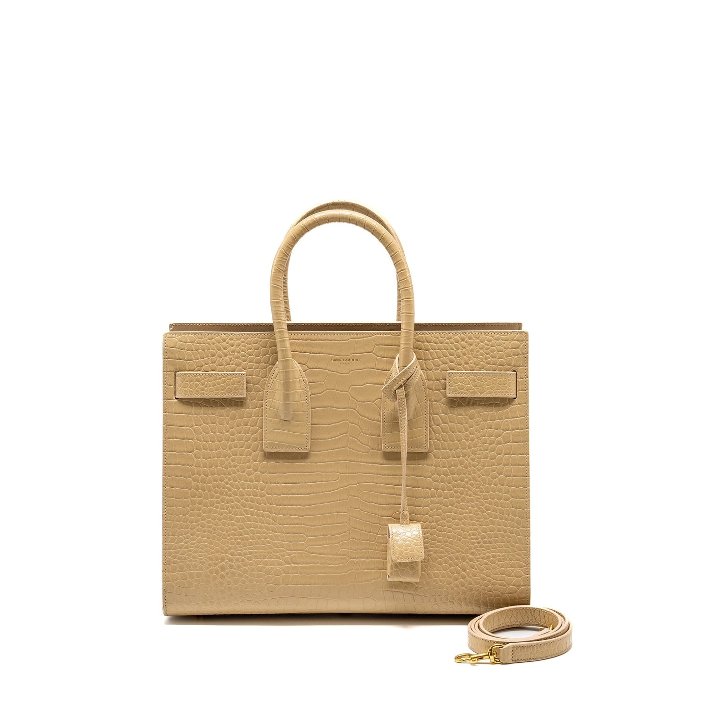 Saint Laurent /Ysl Sac De Jour Crocodile-Embossed Calfskin Beige
