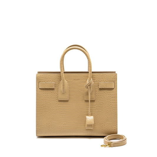 Saint Laurent /Ysl Sac De Jour Crocodile-Embossed Calfskin Beige
