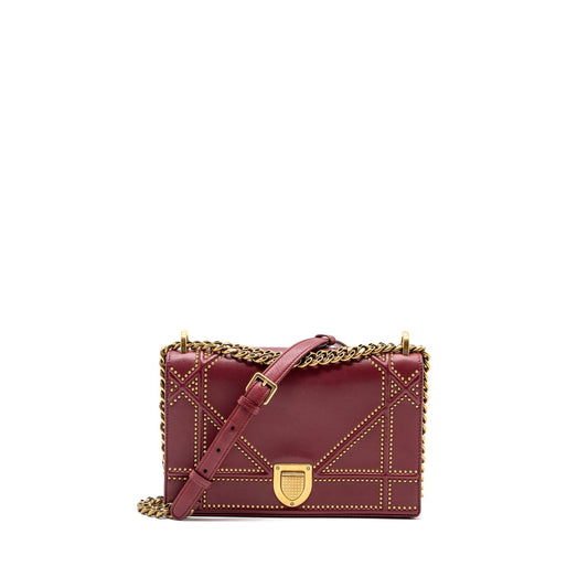 Dior medium diorama studded lambskin red
