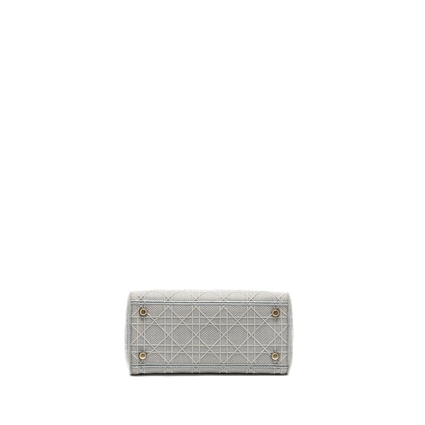 Dior Medium Lady D-Lite Purse Cannage Embroidery Grey