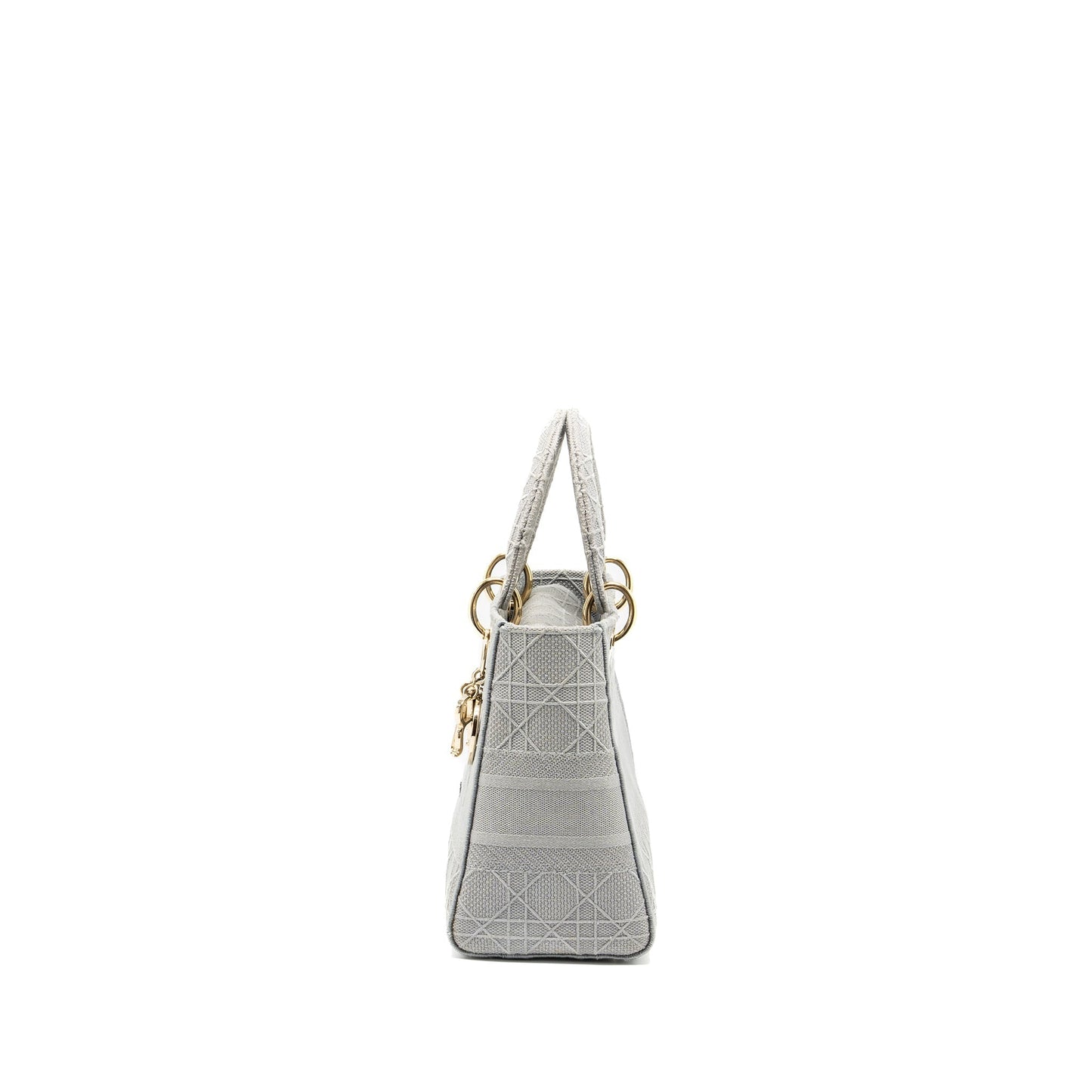 Dior Medium Lady D-Lite Purse Cannage Embroidery Grey