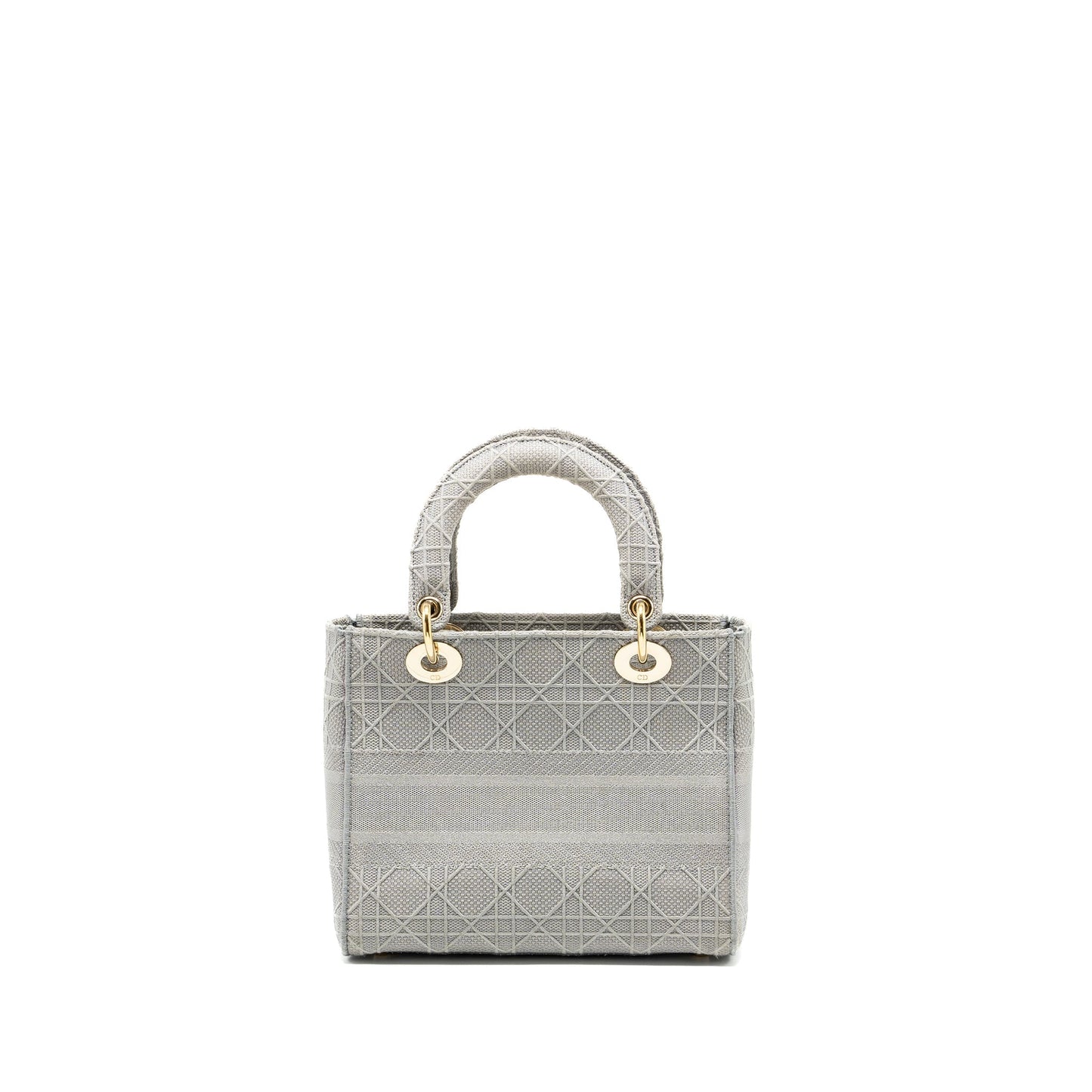 Dior Medium Lady D-Lite Purse Cannage Embroidery Grey