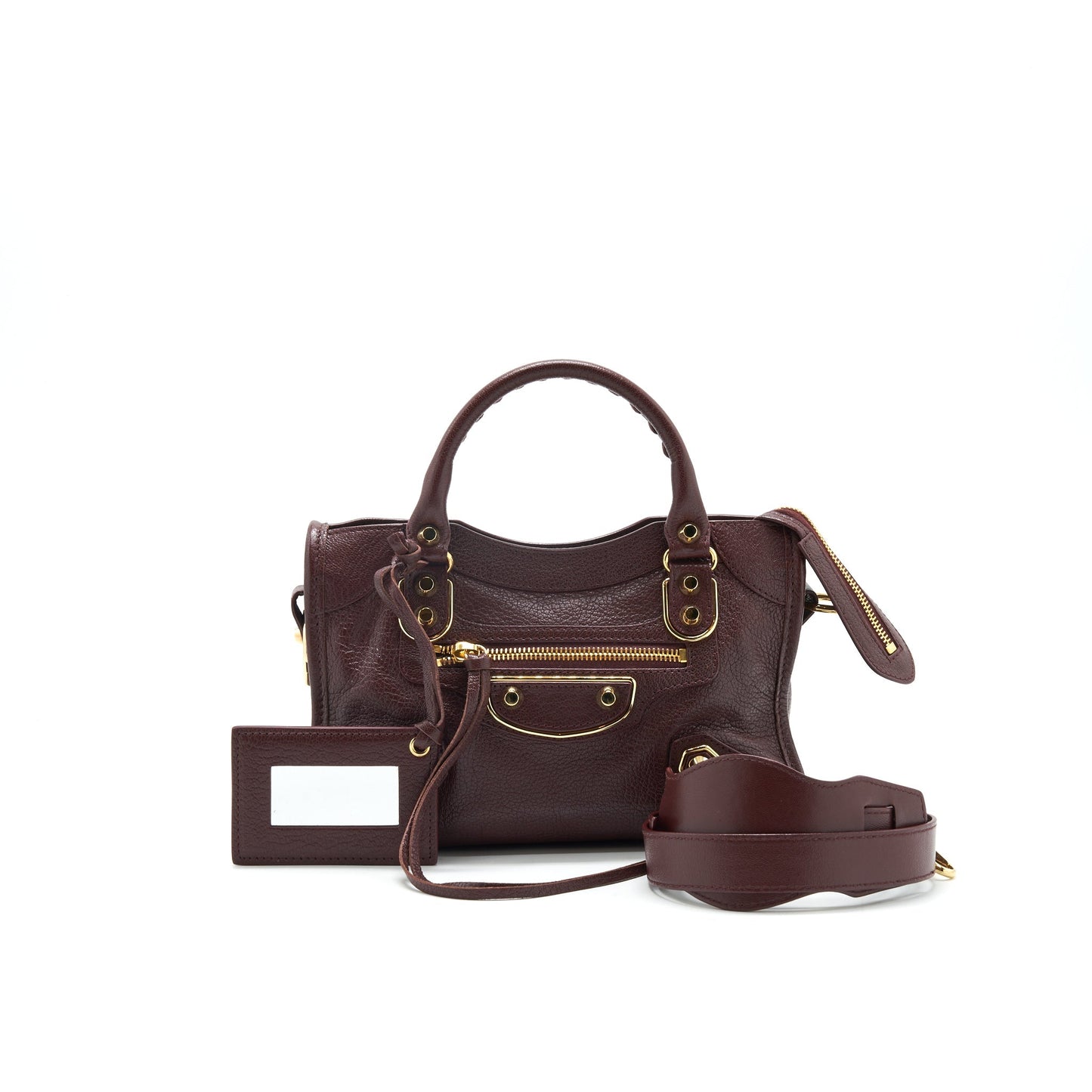 Balenciaga Mini Edged City Purse Burgundy with