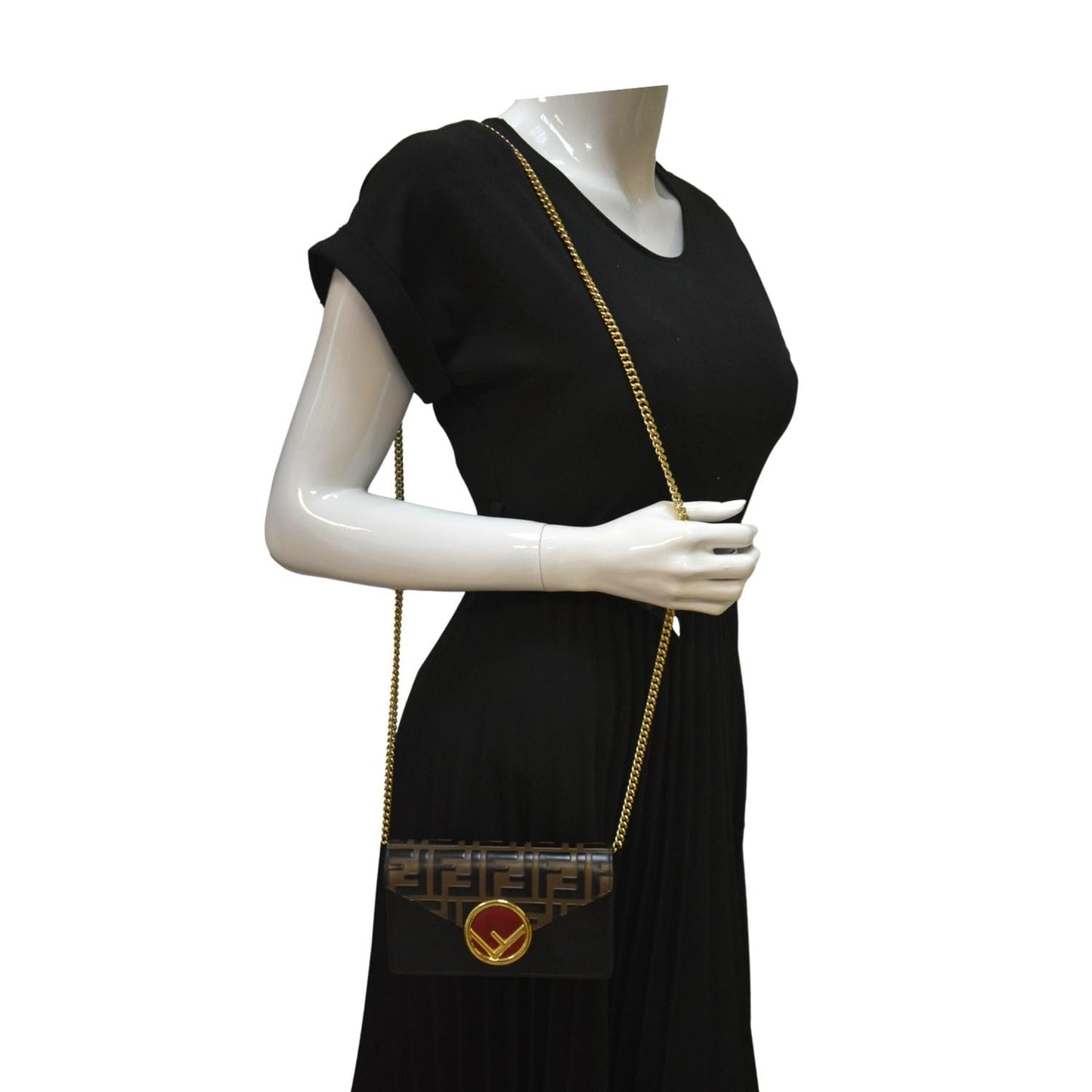 FENDI Liberty F Vitello Leather Crossbody Belt Bag Black