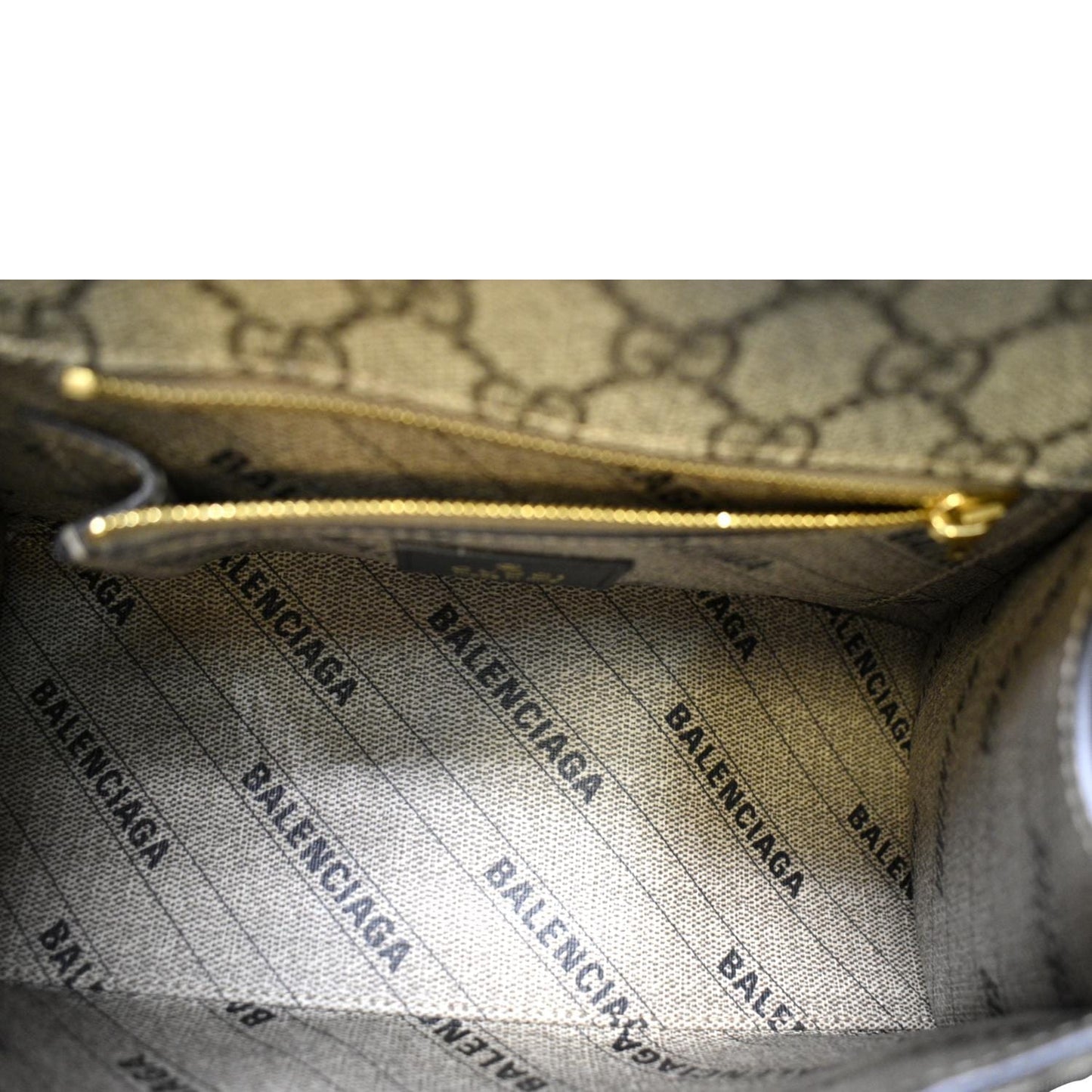 GUCCI x Balenciaga Hourglass GG Supreme Canvas Shoulder Bag Beige