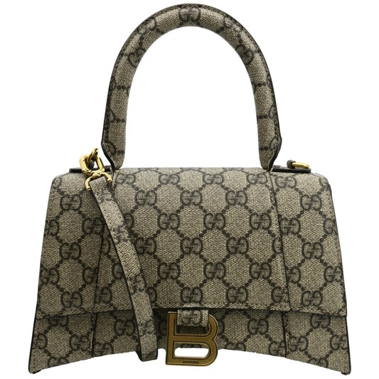 GUCCI x Balenciaga Hourglass GG Supreme Canvas Shoulder Bag Beige