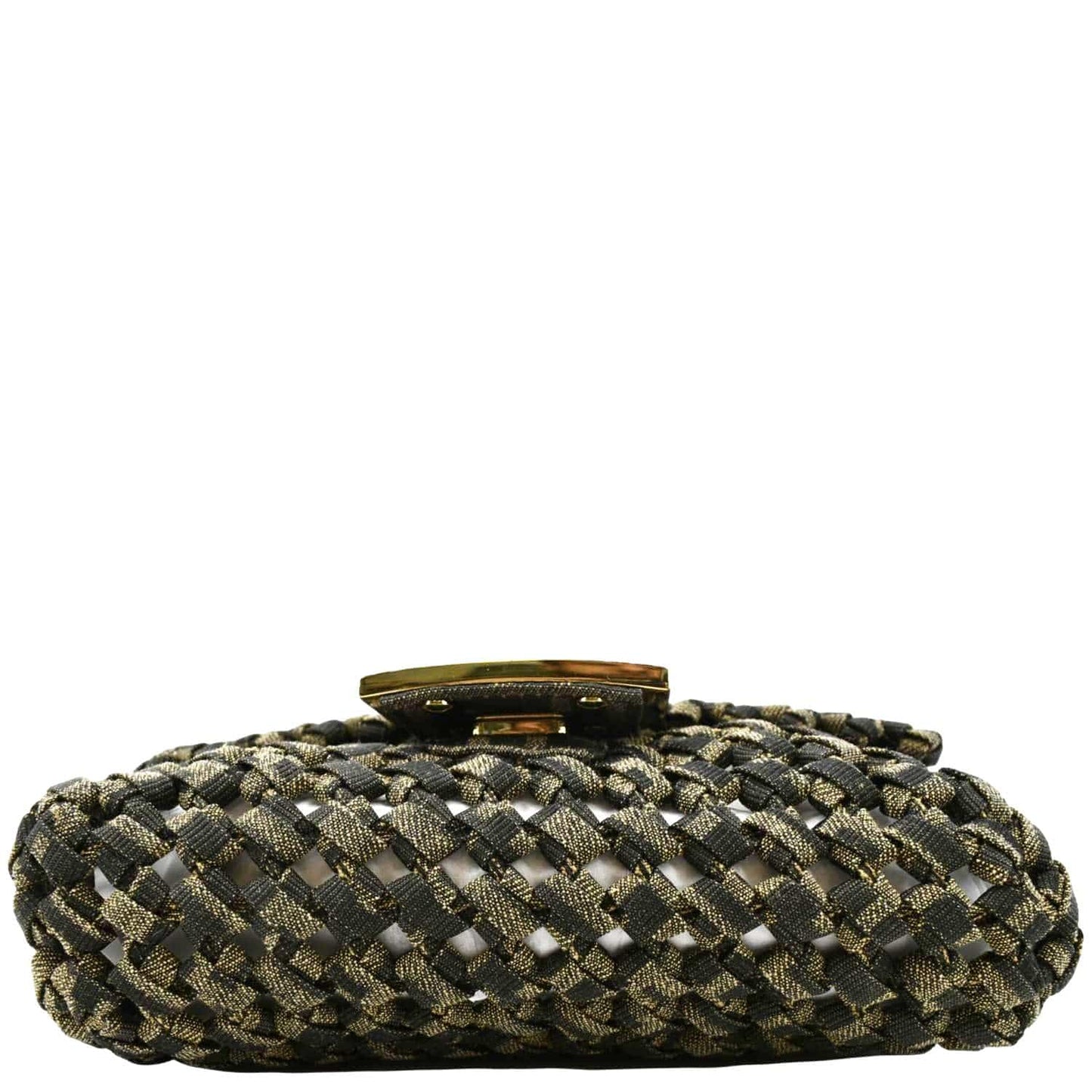 FENDI Mini Baguette Woven Jacquard Fabric Shoulder Bag Brown