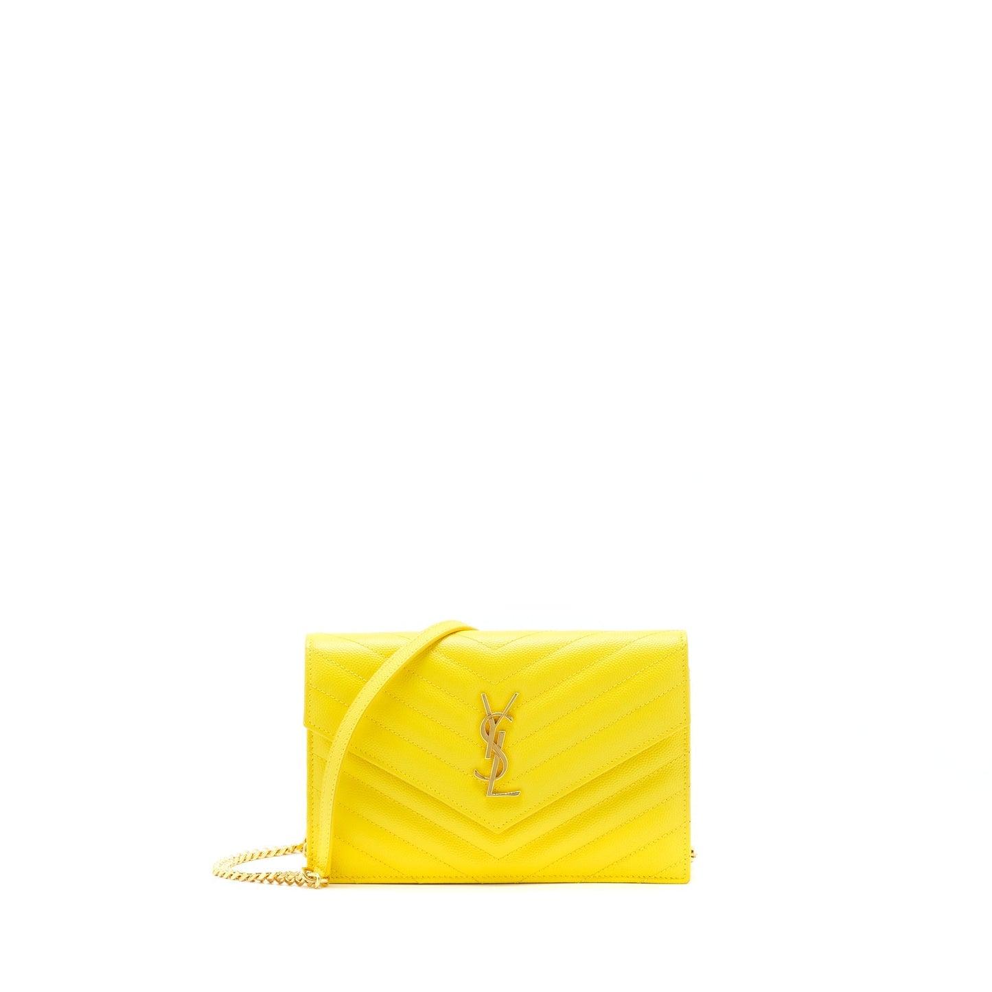 Saint Laurent /ysl Envelope Wallet on chain Grained Calfskin Yellow