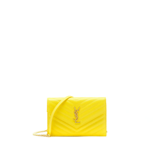 Saint Laurent /ysl Envelope Wallet on chain Grained Calfskin Yellow
