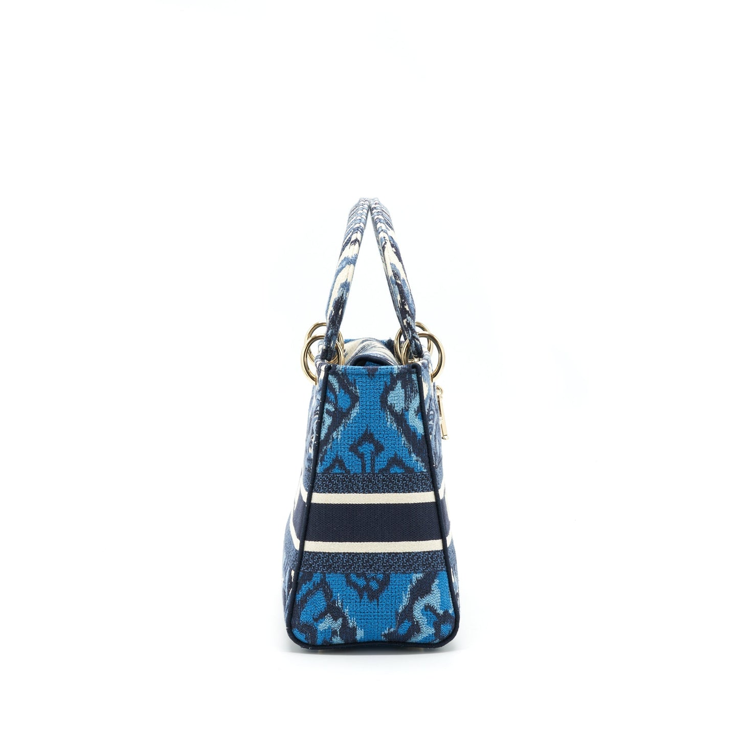 Dior Medium Lady D-Lite Purse Aqua Blue Toile De Jouy Embroidery