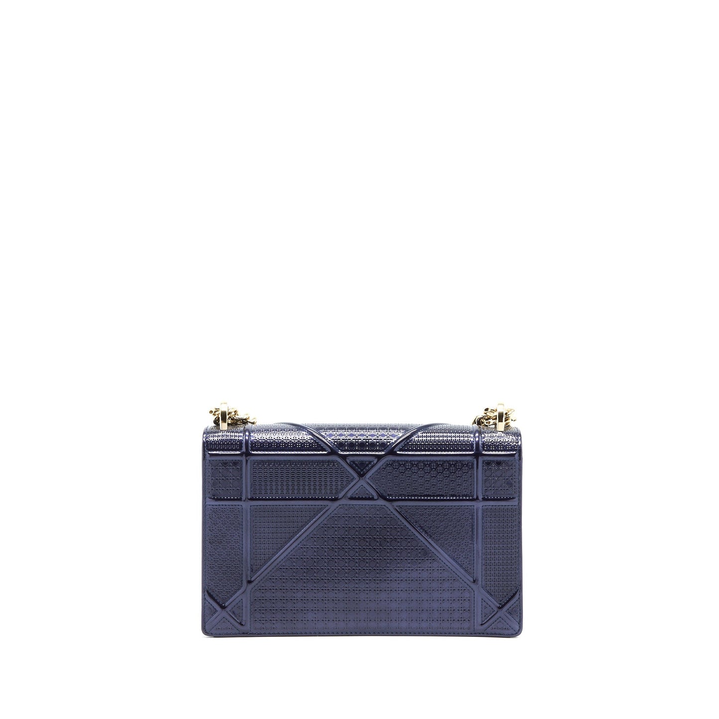 Dior Medium Diorama Calfskin Metallic Navy